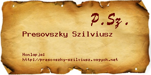 Presovszky Szilviusz névjegykártya